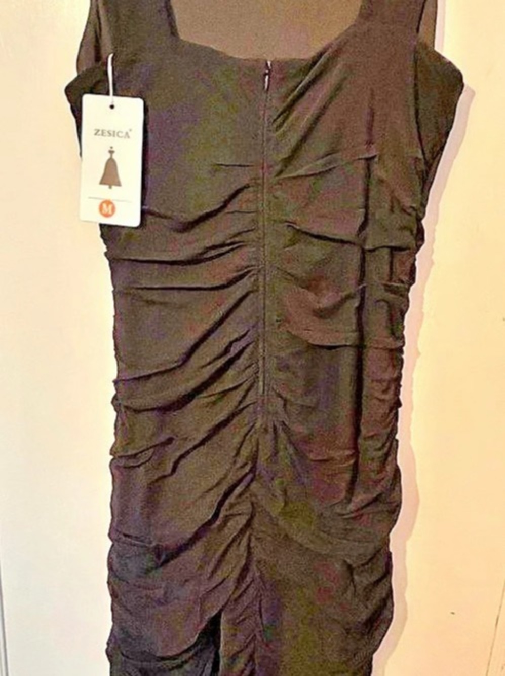 Zesica Ruched Black Maxi Dress